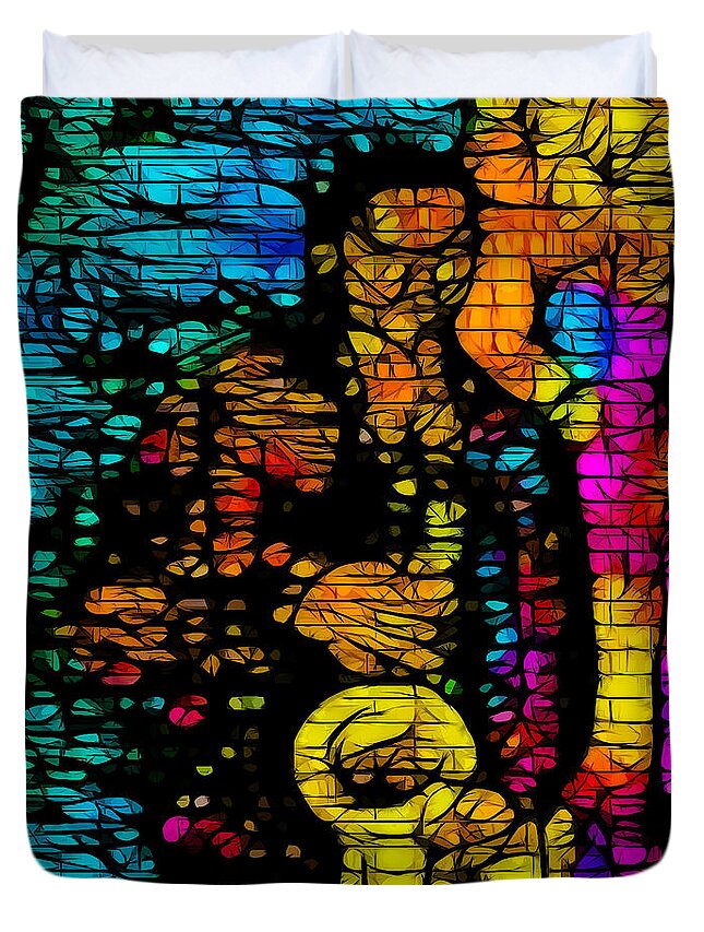 Music Duvet Cover featuring the digital art Street Jazz #2 by Terry Fiala