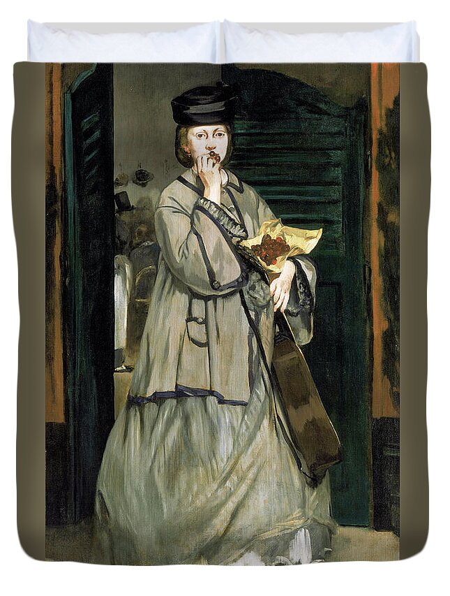 Edouard Manet Duvet Cover featuring the painting Street Singer #5 by Edouard Manet