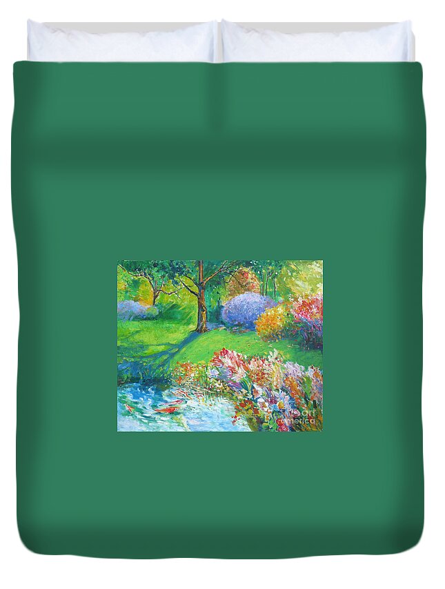 Water Duvet Cover featuring the painting Summer by Guanyu Shi