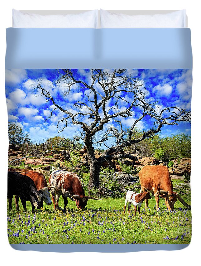 African Breed Duvet Cover featuring the photograph Texas Hill Country #2 by Raul Rodriguez