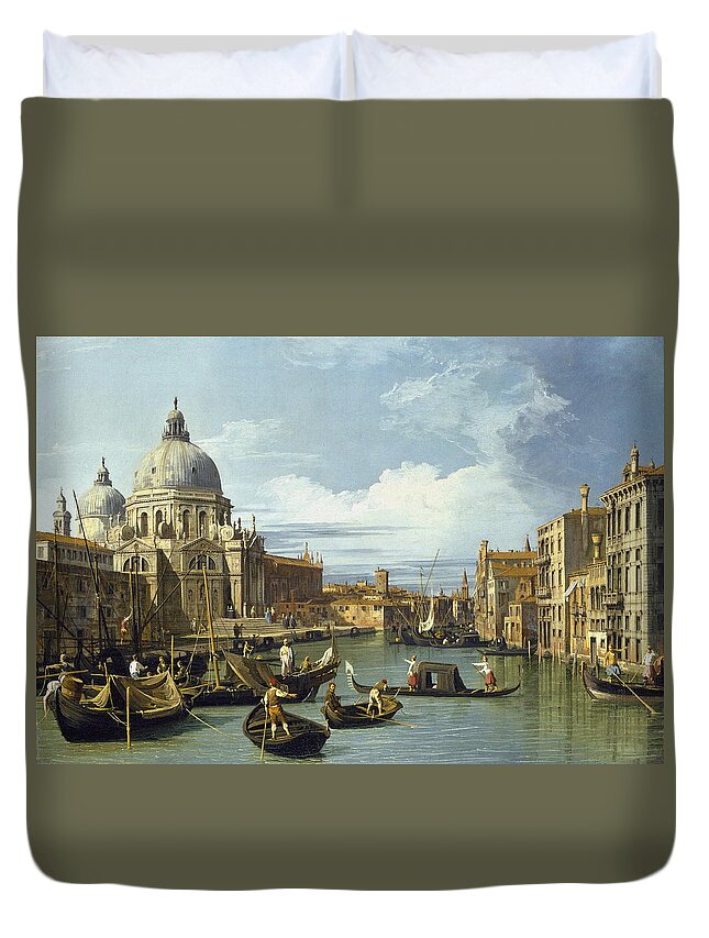 Gondola Duvet Cover featuring the painting The Entrance To The Grand Canal, Venice #2 by Canaletto