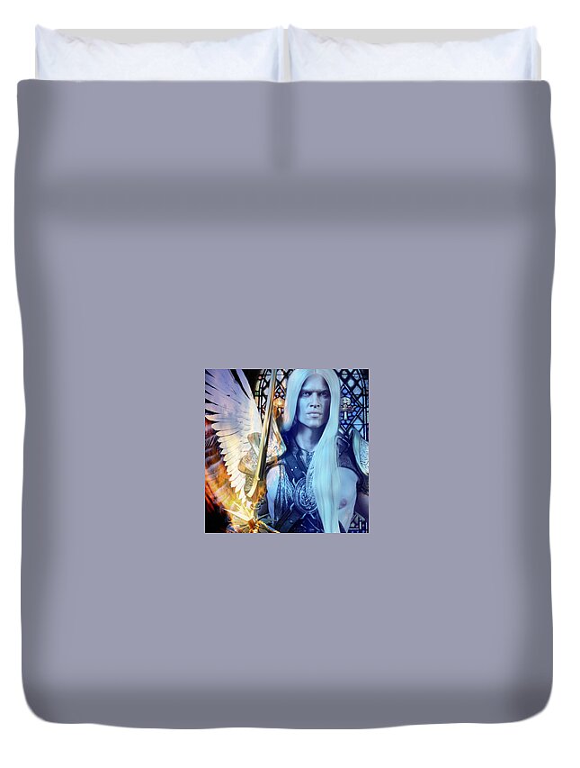 Angel Duvet Cover featuring the digital art The Guardian #2 by Suzanne Silvir