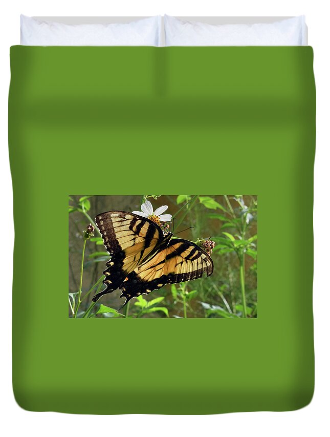 Photograph Duvet Cover featuring the photograph Tiger Swallowtail #2 by Larah McElroy
