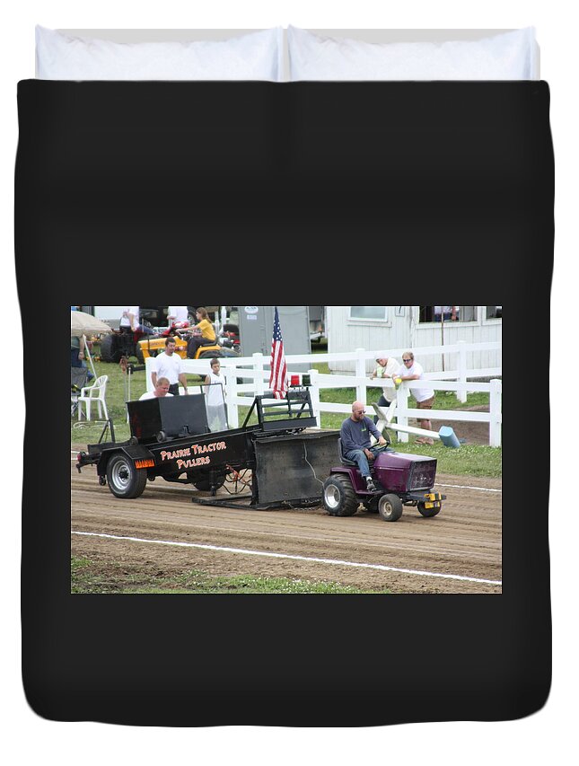 Tractor Duvet Cover featuring the digital art Tractor #2 by Super Lovely