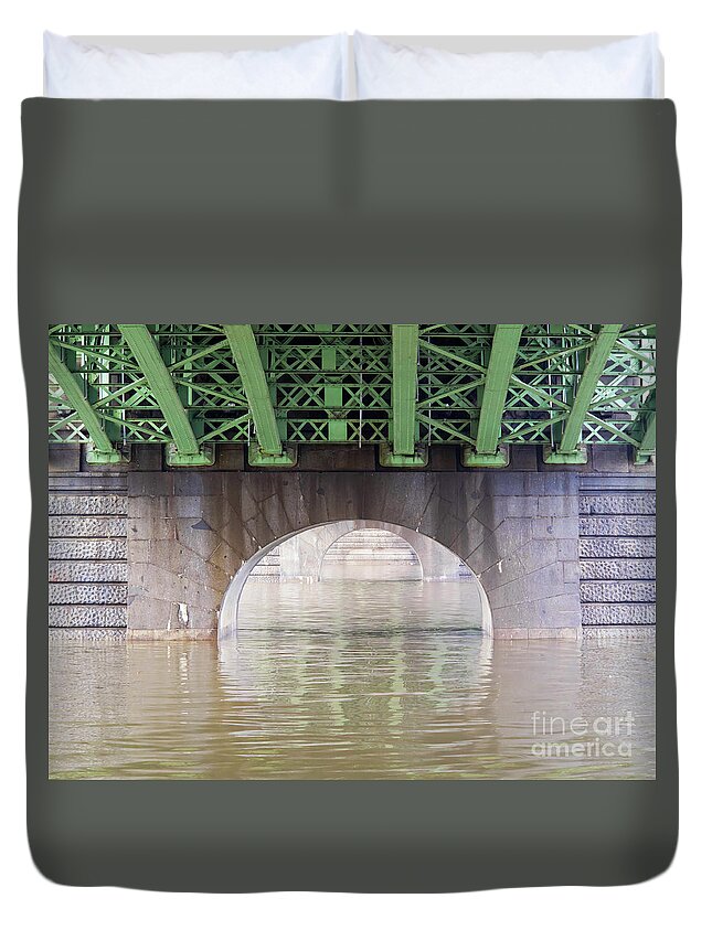 Bridge Duvet Cover featuring the photograph Under the Bridge #2 by Michal Boubin