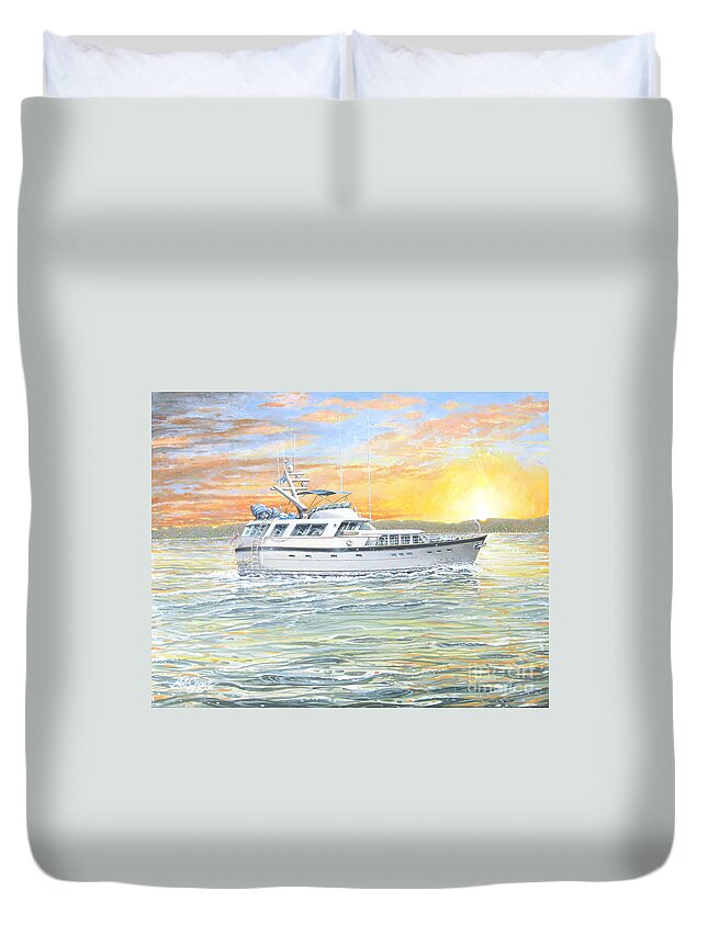 Seascape Duvet Cover featuring the painting Untitled #2 by Bob George