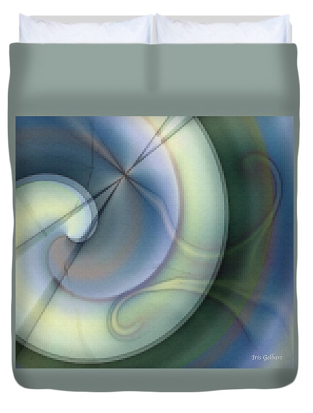 Abstract Art Duvet Cover featuring the digital art Sundial by Iris Gelbart