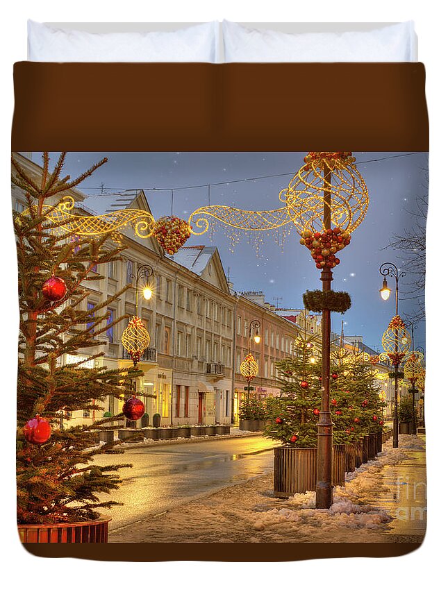 Buildings Duvet Cover featuring the photograph Warsaw, Poland #2 by Juli Scalzi