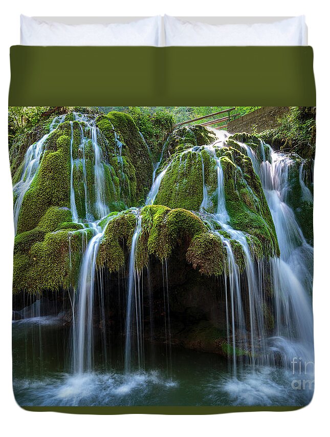 Fresh Duvet Cover featuring the photograph Waterfall in the summer #2 by Ragnar Lothbrok