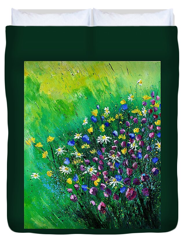 Flowers Duvet Cover featuring the painting Wild Flowers #4 by Pol Ledent