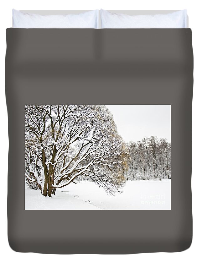 Winter Duvet Cover featuring the photograph Winter park #3 by Irina Afonskaya