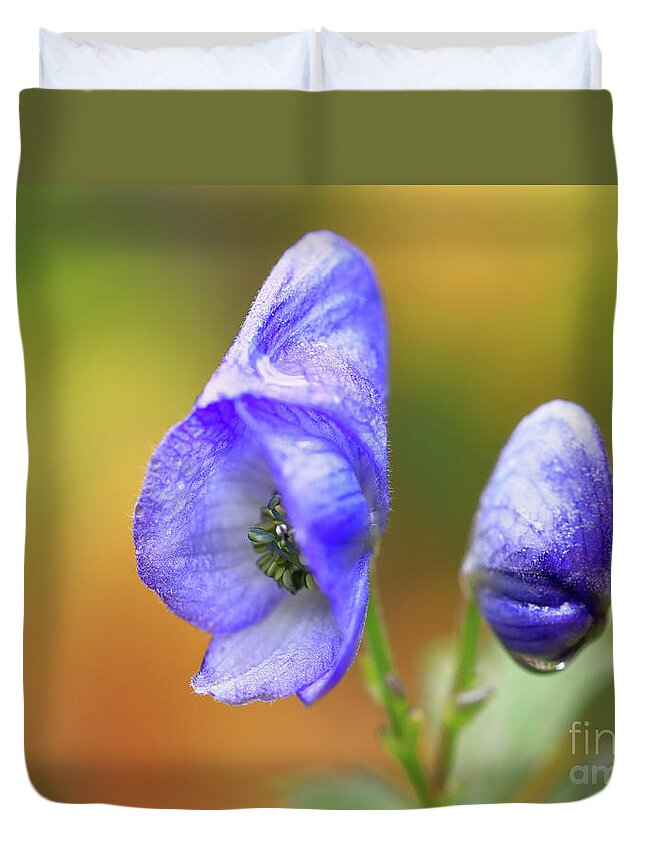 Flower Duvet Cover featuring the photograph Wolf's bane flower #3 by Nick Biemans