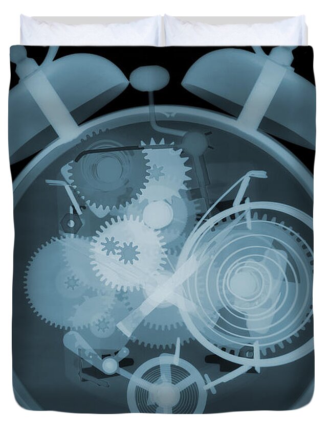 Science Duvet Cover featuring the photograph X-ray Of An Alarm Clock #3 by Ted Kinsman