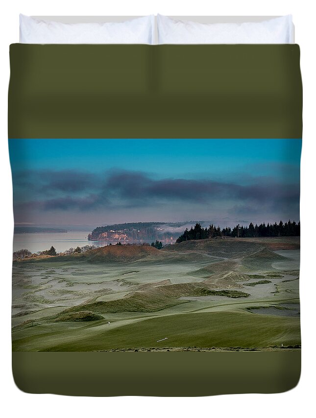 Golf Course Duvet Cover featuring the photograph 2015 US Open - Chambers Bay VI by E Faithe Lester