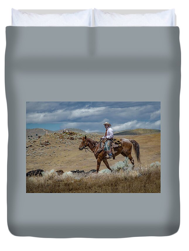 Reno Duvet Cover featuring the photograph 2016 Reno Cattle Drive 3 by Rick Mosher