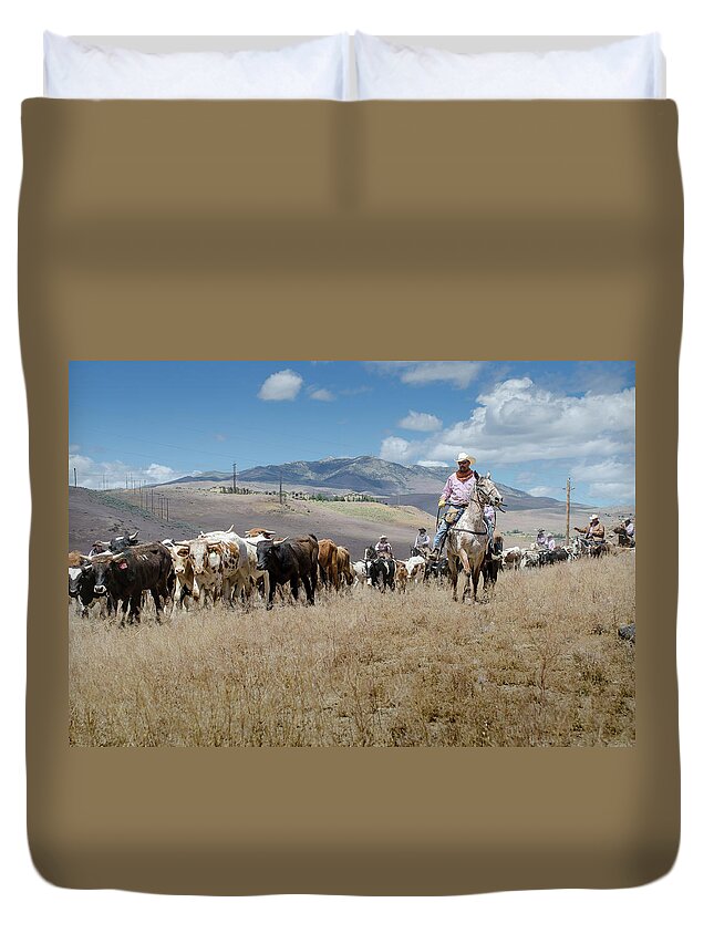 Reno Duvet Cover featuring the photograph 2016 Reno Cattle Drive 6 by Rick Mosher