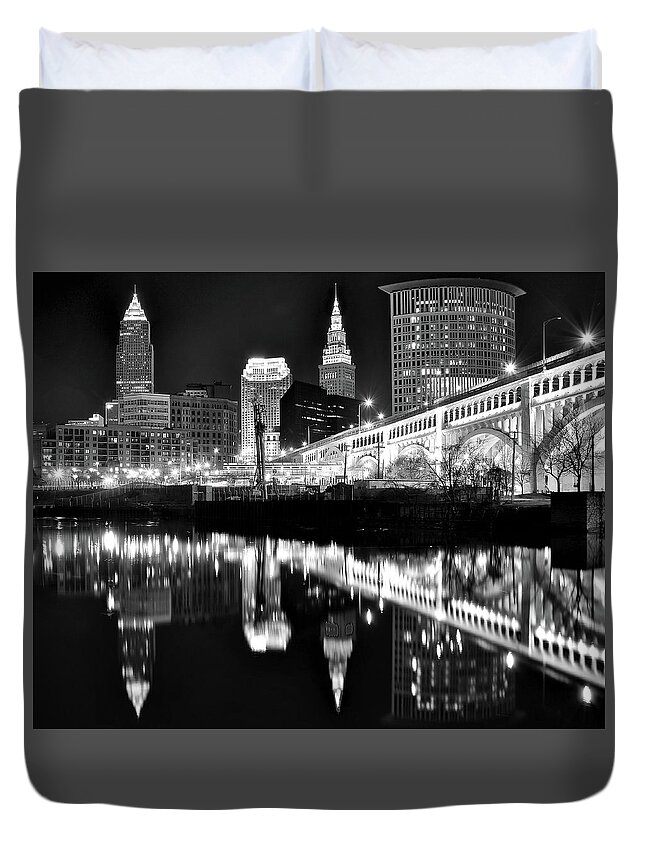 Cleveland Duvet Cover featuring the photograph 2017 Charcoal 8x10 by Frozen in Time Fine Art Photography