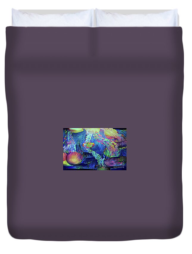 Animal Duvet Cover featuring the digital art Abstract Jellyfish #23 by Amy Cicconi