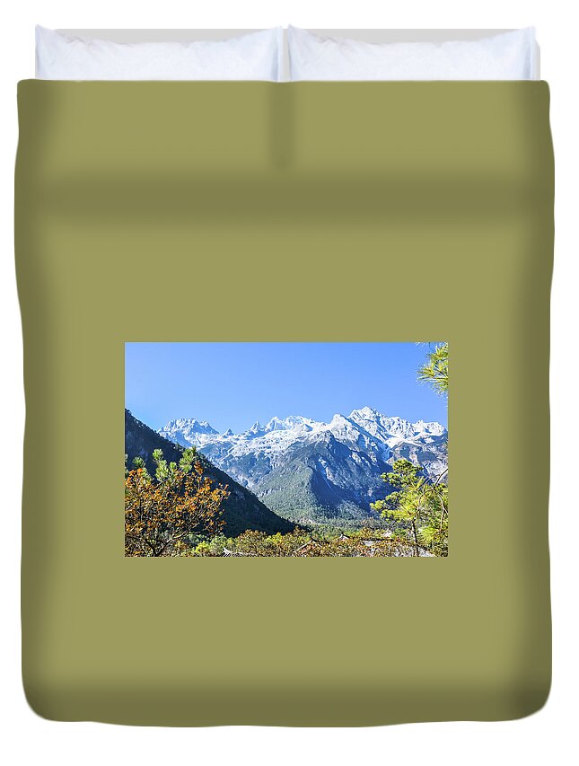 Sky Duvet Cover featuring the photograph The plateau scenery #25 by Carl Ning