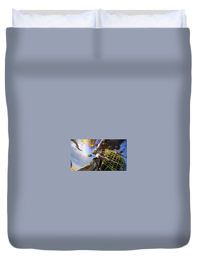 Video Game Duvet Cover featuring the digital art Video Game #25 by Super Lovely