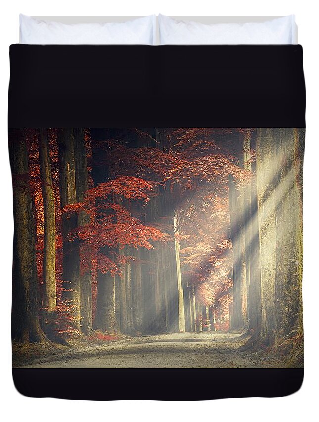 Road Duvet Cover featuring the digital art Road #26 by Super Lovely