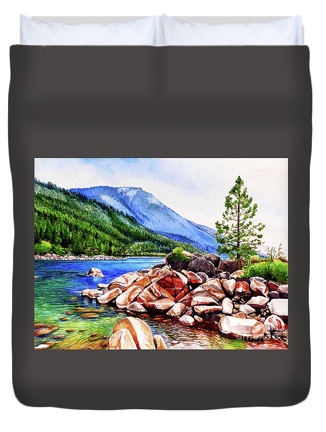 Crystal Bay Duvet Cover featuring the painting #262 Crystal Bay 1 #262 by William Lum