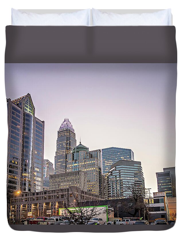 Skyline Duvet Cover featuring the photograph Charlotte North Carolina City Skyline And Street Scenes #27 by Alex Grichenko