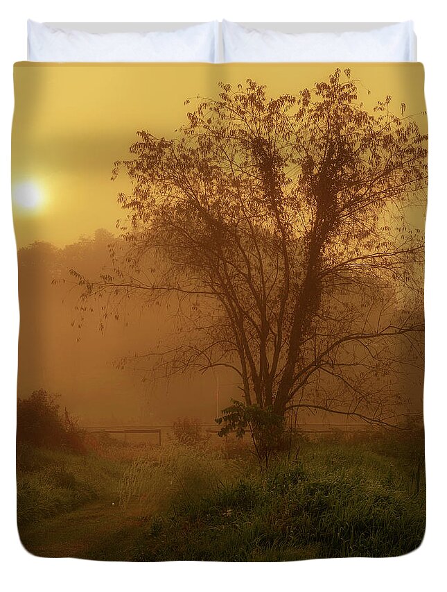 Sunrise Duvet Cover featuring the photograph Misty Mountain Sunrise #28 by Thomas R Fletcher