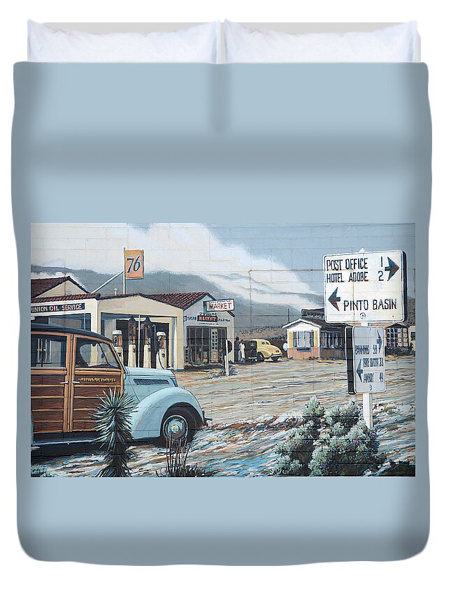 29 Palms Duvet Cover featuring the photograph 29 Palms Flood Mural by Bob Christopher