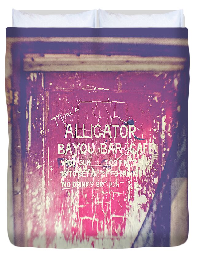 Fun Duvet Cover featuring the photograph Alligator Bayou Bar #3 by Scott Pellegrin