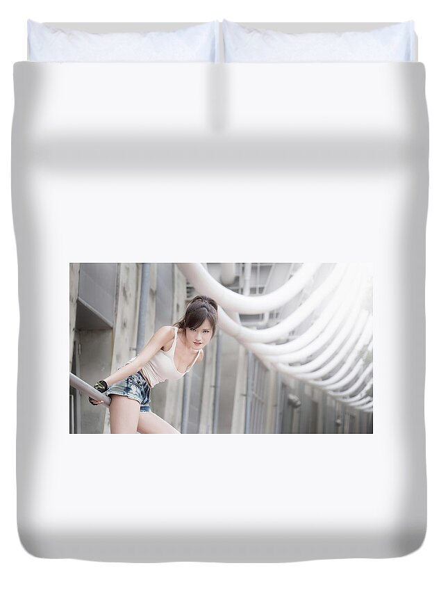 Asian Duvet Cover featuring the digital art Asian #3 by Super Lovely