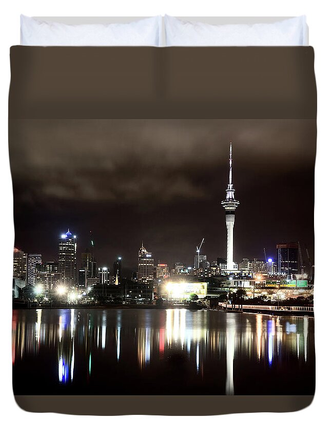 Buildings Duvet Cover featuring the photograph Auckland New Zealand #3 by Mark Duffy