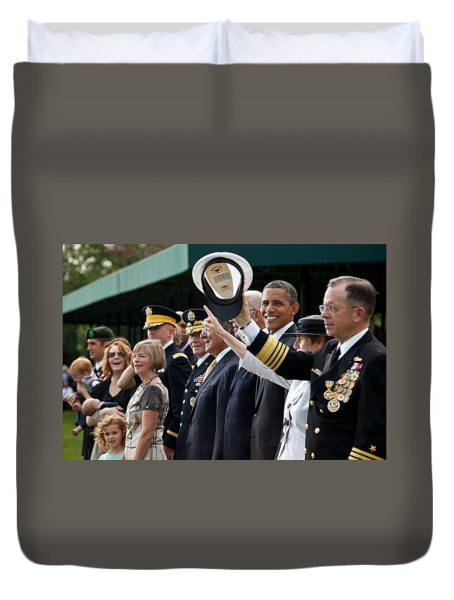 President Duvet Cover featuring the painting Barack Obama #3 by Celestial Images