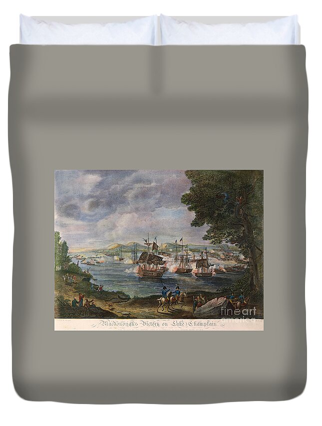 1814 Duvet Cover featuring the drawing Battle Of Lake Champlain #6 by Granger
