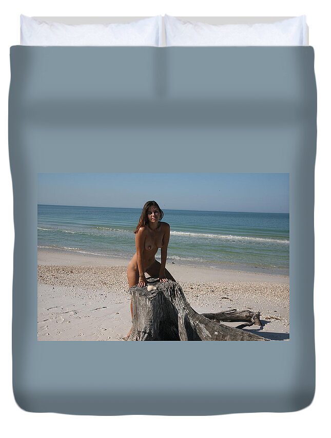 Lucky Cole Everglades Photography Duvet Cover featuring the photograph Beach Girl #3 by Lucky Cole