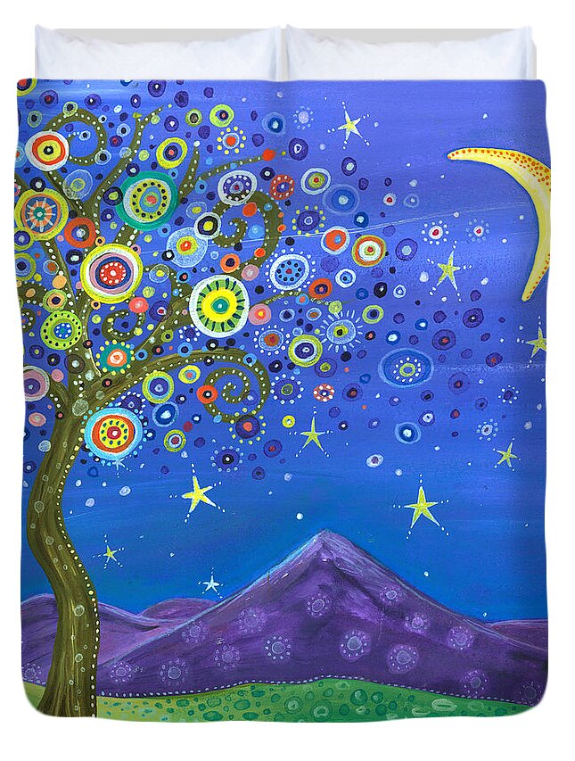 Dreaming Tree Duvet Cover featuring the painting Believe in Your Dreams #1 by Tanielle Childers