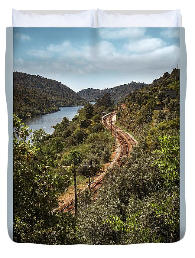 River Duvet Cover featuring the photograph Belver Landscape #3 by Carlos Caetano