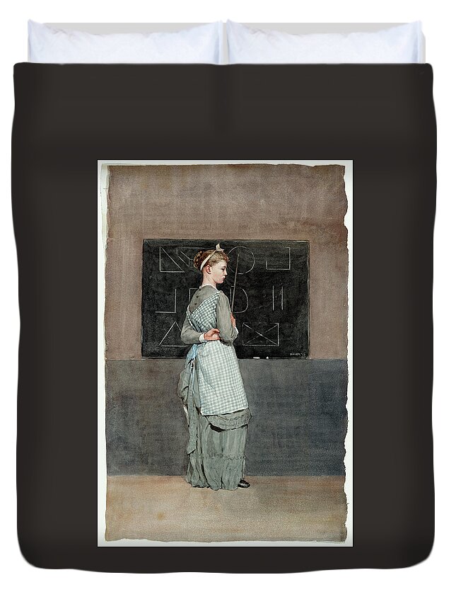 Winslow Homer Duvet Cover featuring the drawing Blackboard by Winslow Homer