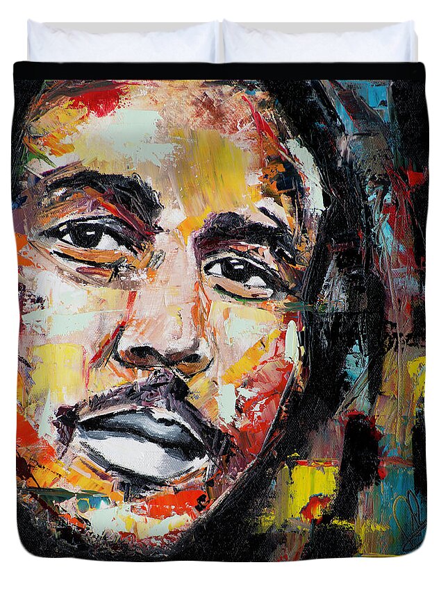 Bob Marley Duvet Cover featuring the painting Bob Marley II by Richard Day