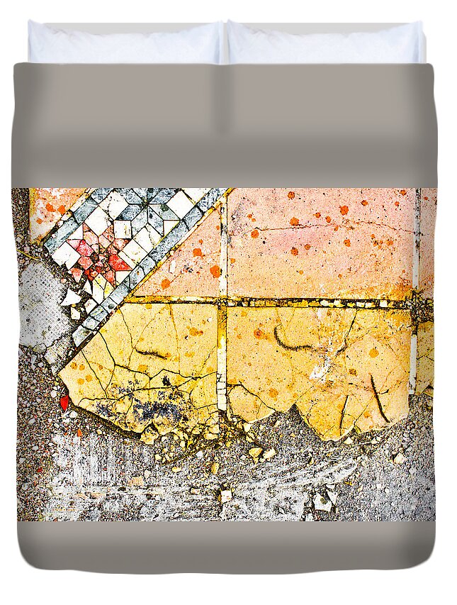 Abstract Duvet Cover featuring the photograph Broken tiles #3 by Tom Gowanlock