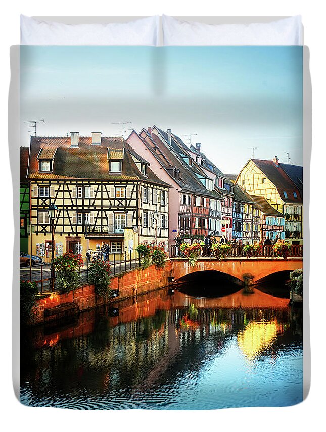 Colmar Duvet Cover featuring the photograph Colmar Reflections by Anastasy Yarmolovich