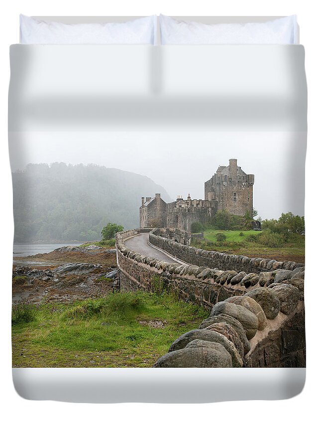 Landscape Duvet Cover featuring the photograph Eilean Donan Castle by Michalakis Ppalis