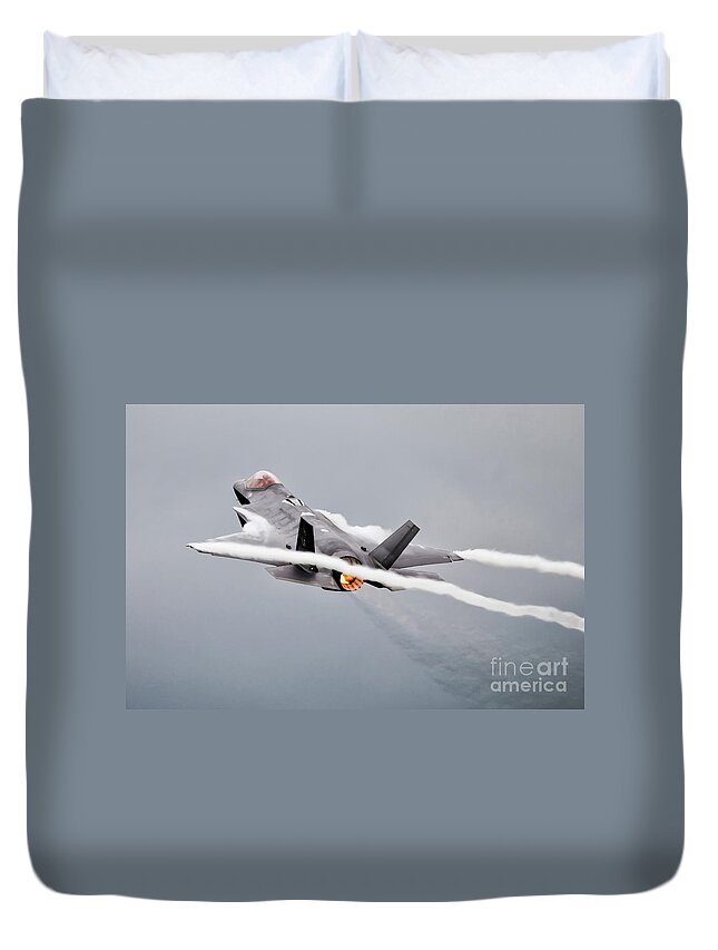 F35 Duvet Cover featuring the digital art F35 Lightning II by Airpower Art