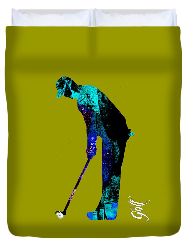 Golf Duvet Cover featuring the mixed media Golf Collection #3 by Marvin Blaine