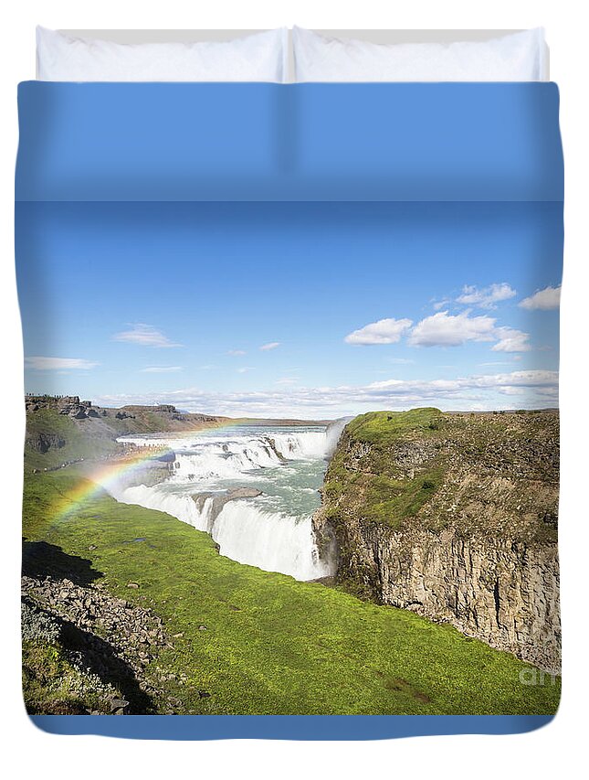 Gullfoss Duvet Cover featuring the photograph Gullfoss waterfall in Iceland #3 by Didier Marti