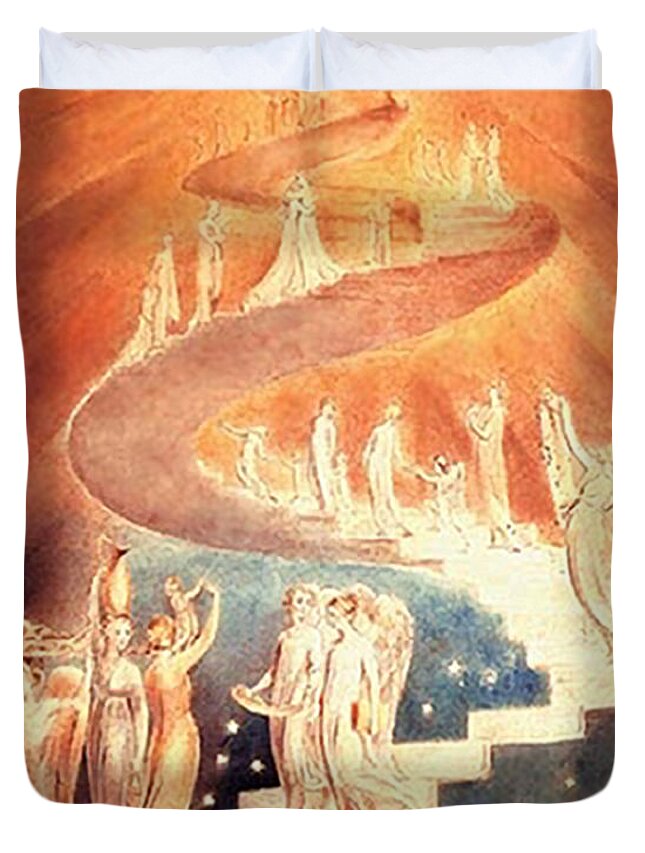 Jacob's Ladder Duvet Cover featuring the painting Jacobs Ladder by Troy Caperton