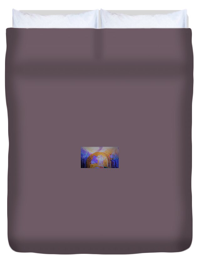Throne Duvet Cover featuring the painting Jesus Sits on the Throne #3 by Love Art Wonders By God