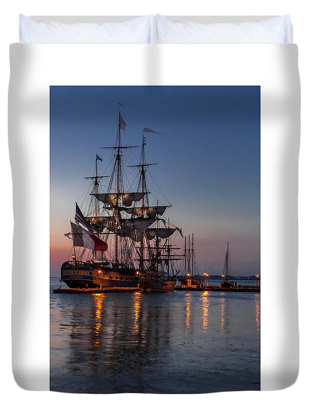 L'hermione Duvet Cover featuring the photograph Lafayette's Hermione Voyage 2015 #3 by Jerry Gammon