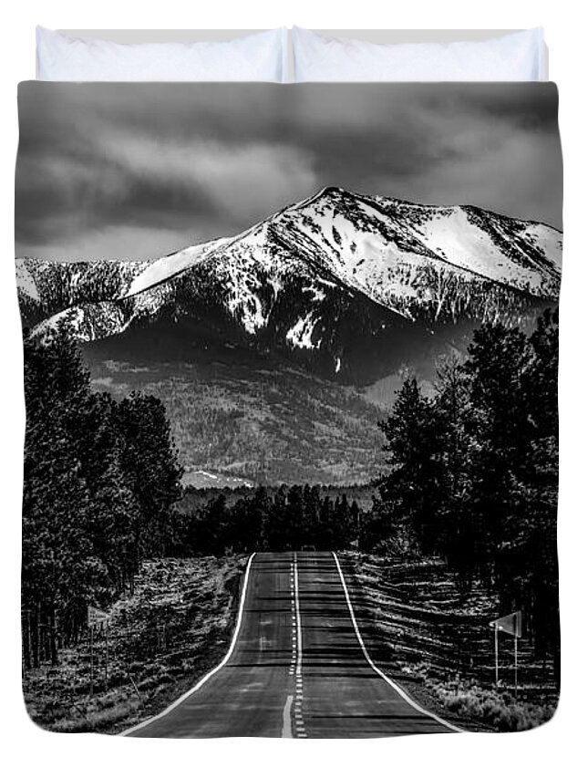 Area Duvet Cover featuring the photograph landscape with Humphreys Peak Tallest in Arizona #3 by Alex Grichenko