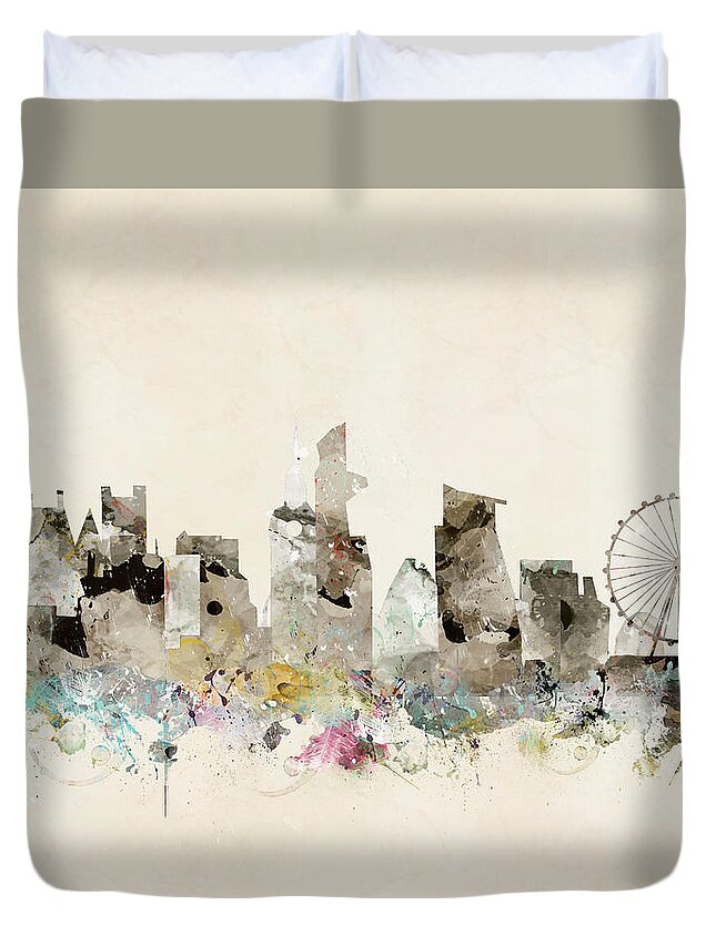 London Duvet Cover featuring the painting London City Skyline #3 by Bri Buckley